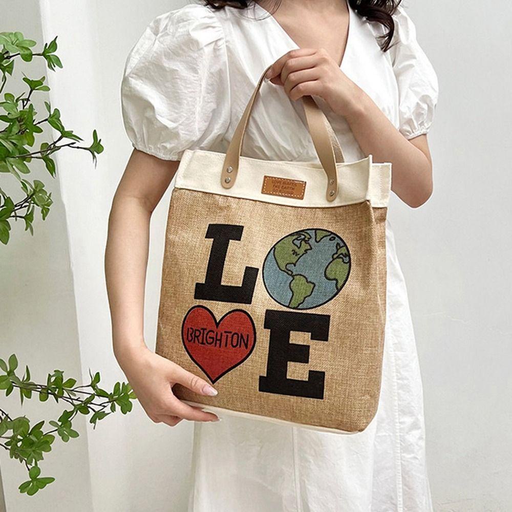 DYRUIDOJ Túi Xách Vải Canvas Cỡ Lớn In Chữ Thời Trang Cho Nữ