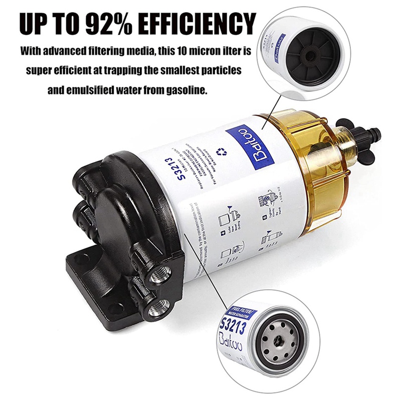 Bộ Lọc Nhiên Liệu ABS + Kim Loại 3 / 8 Inch S3213 Cho Động Cơ Tàu Thuyền Yamaha Racor Sierra