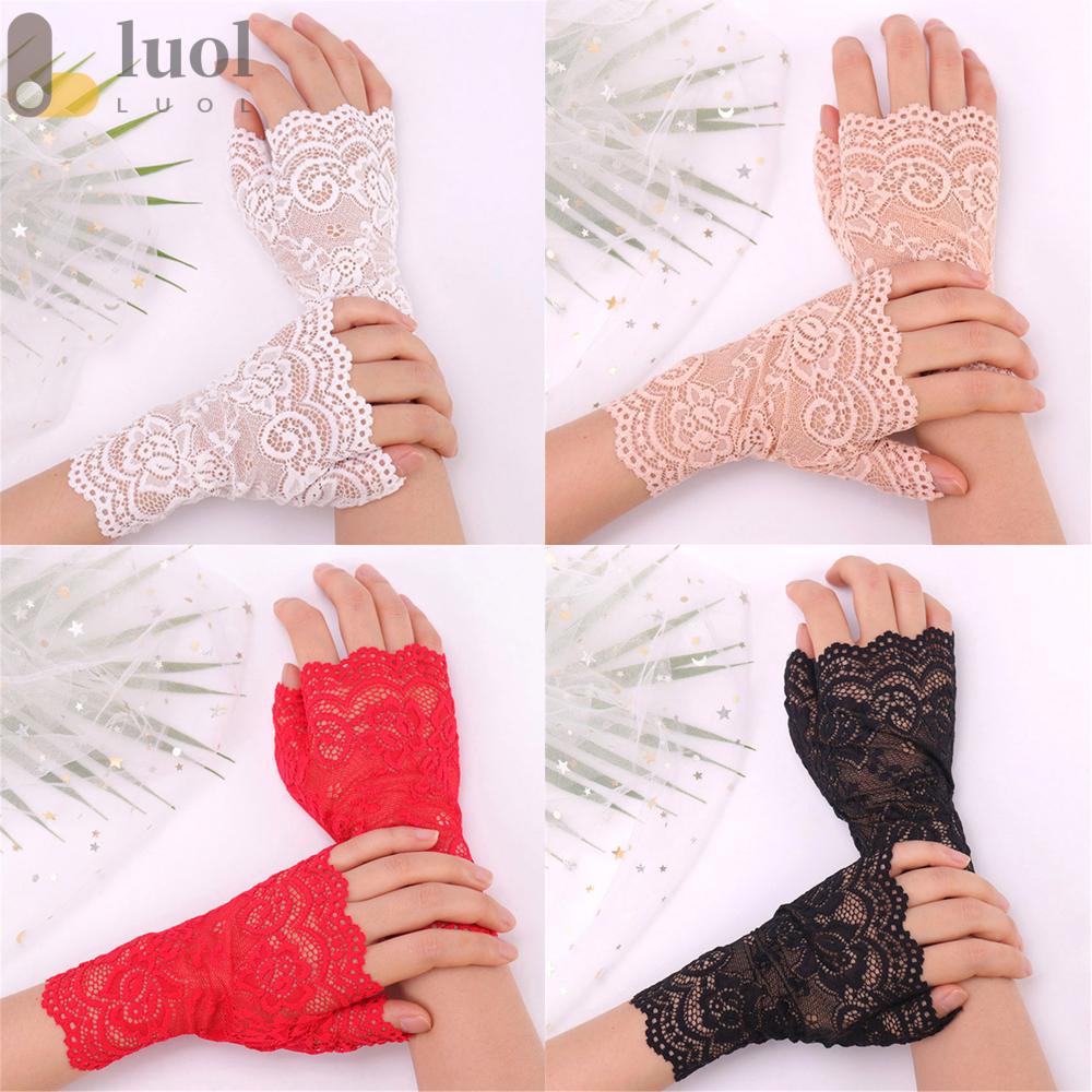 LUOL Găng Tay Chống Nắng Phối Ren Xinh Xắn Cho Nữ Khi Lái Xe