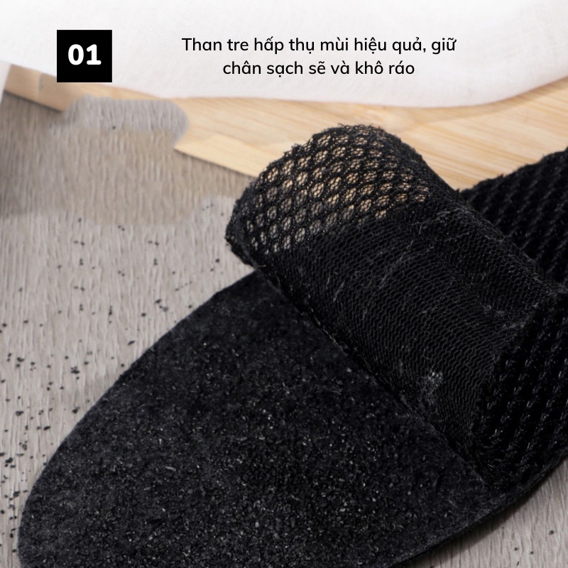 Lót giày khử mùi than tre hút mồ hôi, thoáng khí khử mùi hôi hiệu quả - KMG