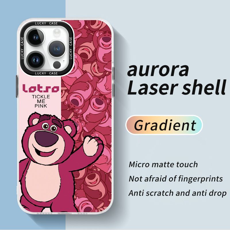 Ốp Điện Thoại IMD Màu Laser Hình Gấu Hồng Cho Iphonexr12678Plus 1314 promax