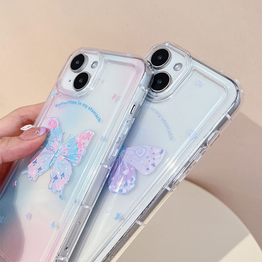 Ốp Điện Thoại TPU Mềm Chống Sốc In Hình Bướm Màu Gradient Cho IPhone 14 13 12 11 Pro Max X XR 8 7 Plus