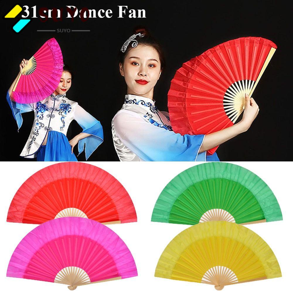 SUYO Quạt Múa Bụng Bằng Lụa Chất Lượng Cao Dài 31cm