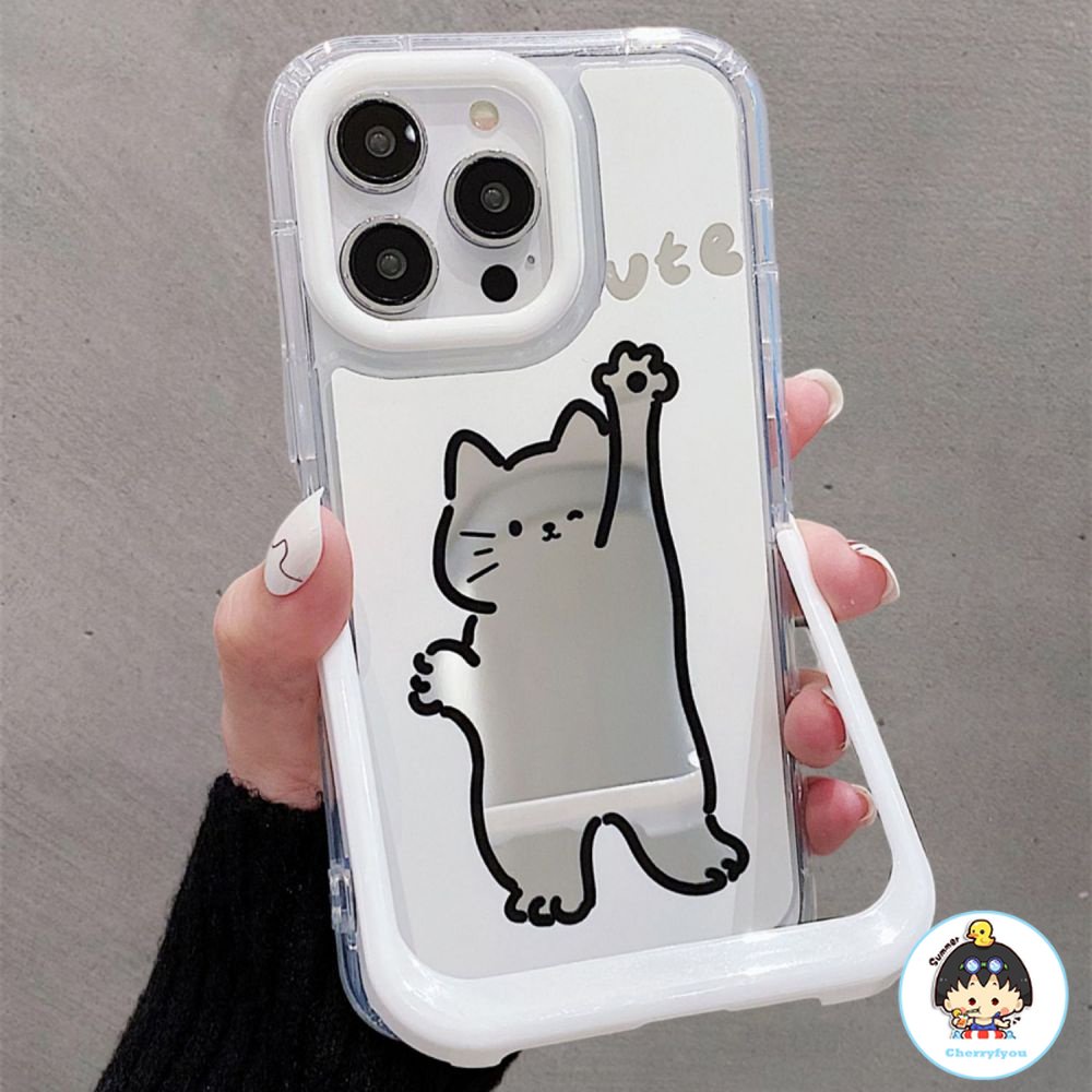 Ốp Điện Thoại TPU Mềm Chống Sốc Có Giá Đỡ Ẩn In Hình Mèo Hoạt Hình Dễ Thương Cho IPhone 11 12 13 14 Pro Max