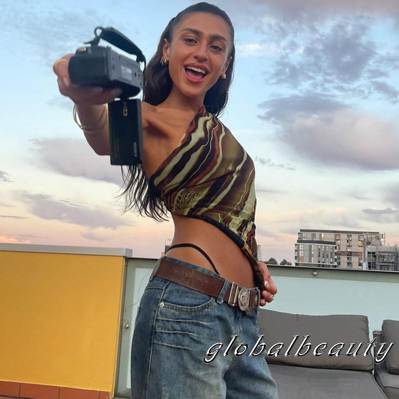 Áo Không Tay Lệch Vai In Họa Tiết Thời Trang Mùa Hè Cho Nữ