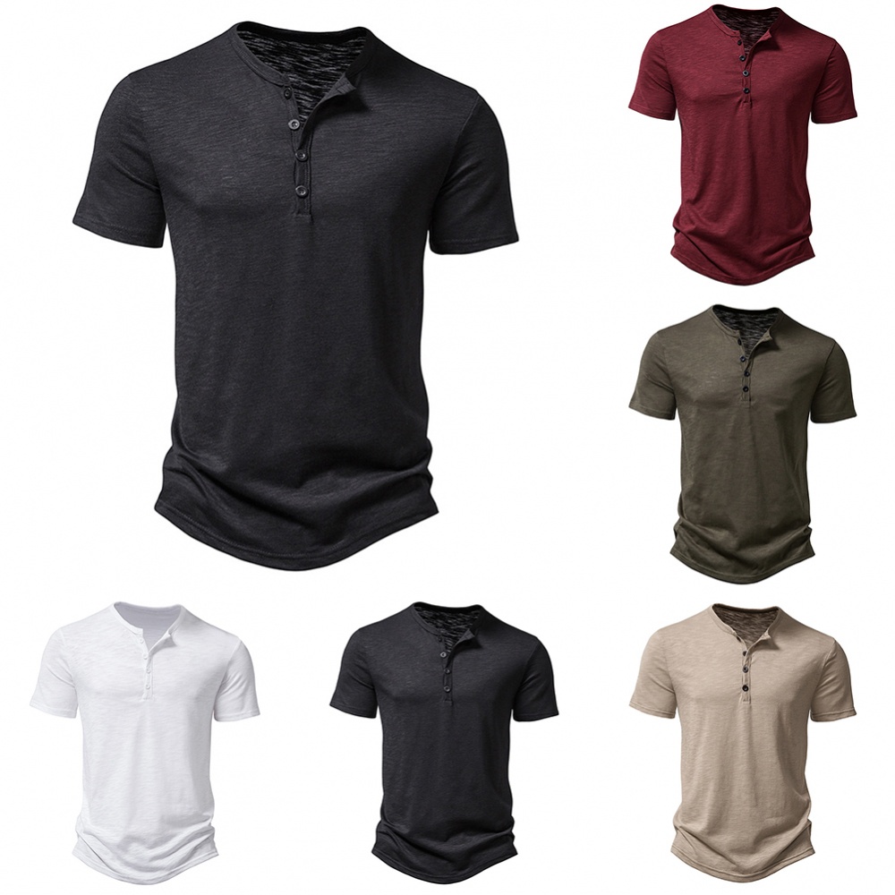 Áo Thun Cotton Pha Mềm Màu Trơn Thoáng Khí Mùa Hè Cho Nam