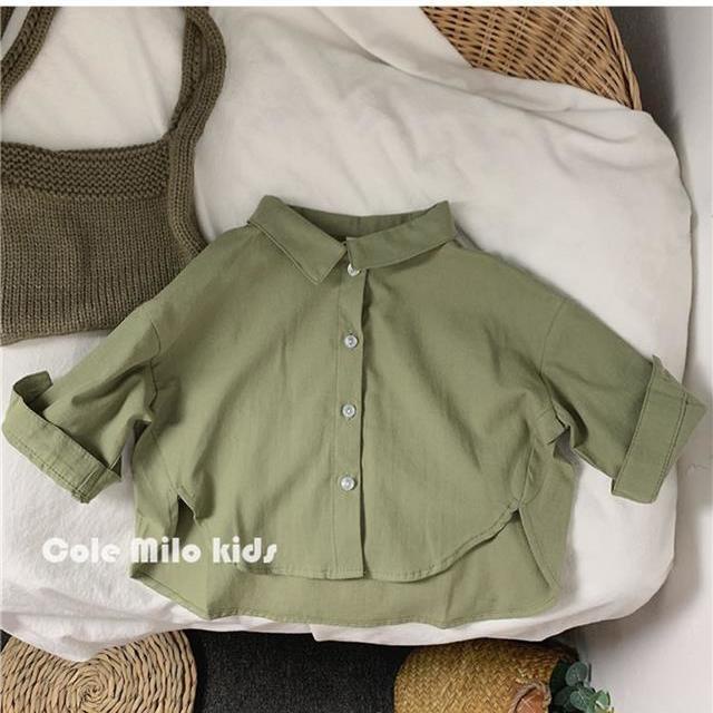 Áo Sơ Mi Cotton Lanh Dáng Rộng Thời Trang Xuân Thu Dành Cho Bé Trai Và Bé Gái
