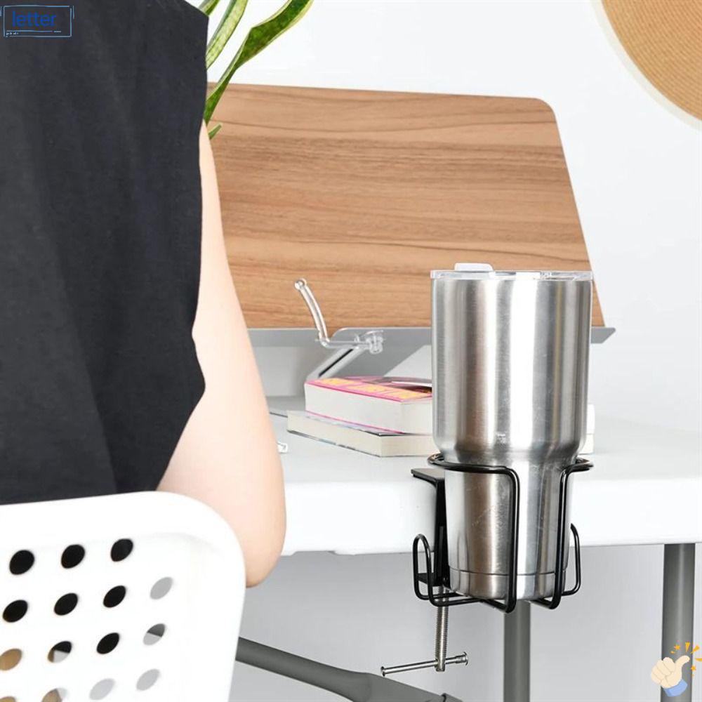 Giá Đỡ Cốc Nước Bằng Kim Loại Màu Đen Để Bàn Tiện Dụng