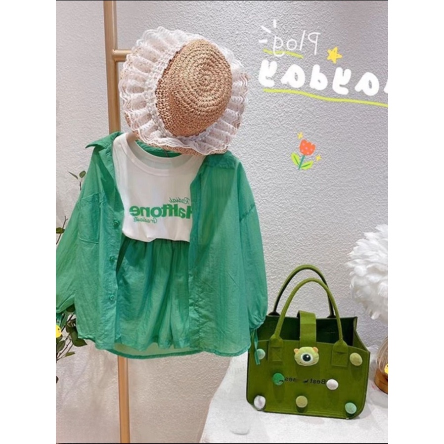 Set đũi tơ nhăn 3 chi tiết siêu xinh cho bé gái diện đi biển, đi chơi