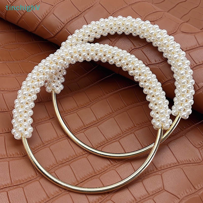 Vòng Kim Loại Đính Hạt Ngọc Trai Nhiều Màu Dùng Trang Trí Túi Xách / Ví Cầm Tay DIY