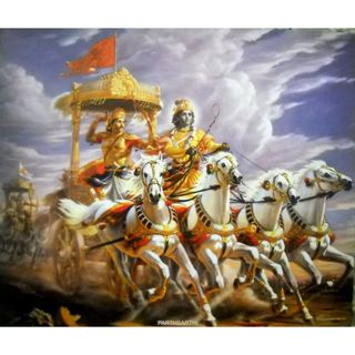 Thủ Công Mỹ Nghệ Ấn Độ Thủ Công Cửa Hàng krishna escorting arjuna ở mahabharata war Cỡ Lớn sau đó là dấu hiệu không đáng sợ: size x inches