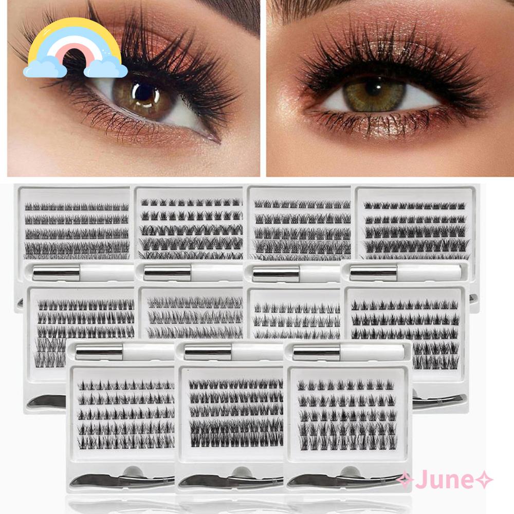 JUNE Lông Mi Giả 12mm Bằng Sợi Tổng Hợp Siêu Nhẹ DIY