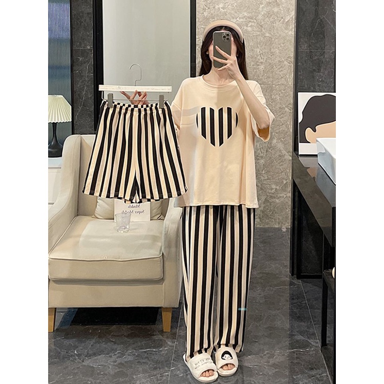 Bộ Đồ Ngủ Ba Món Dáng Rộng Phong Cách Hàn Quốc Thời Trang Xuân Thu Cho Nữ