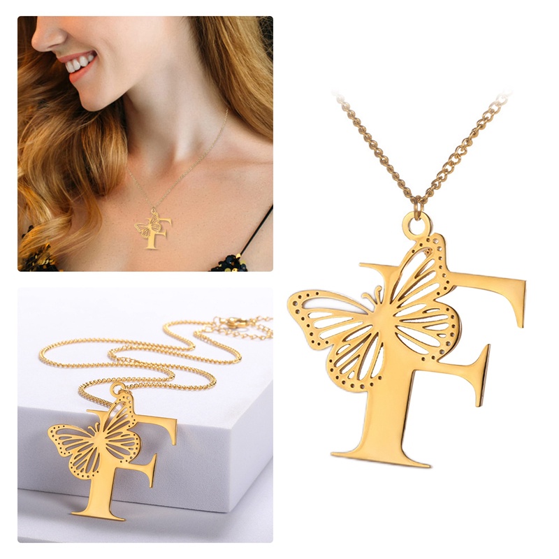 Ygt Vòng cổ Bằng Thép Không Gỉ Mặt Hình Chữ Cái A Z Màu Vàng / Bạc Thời Trang Cho Nữ