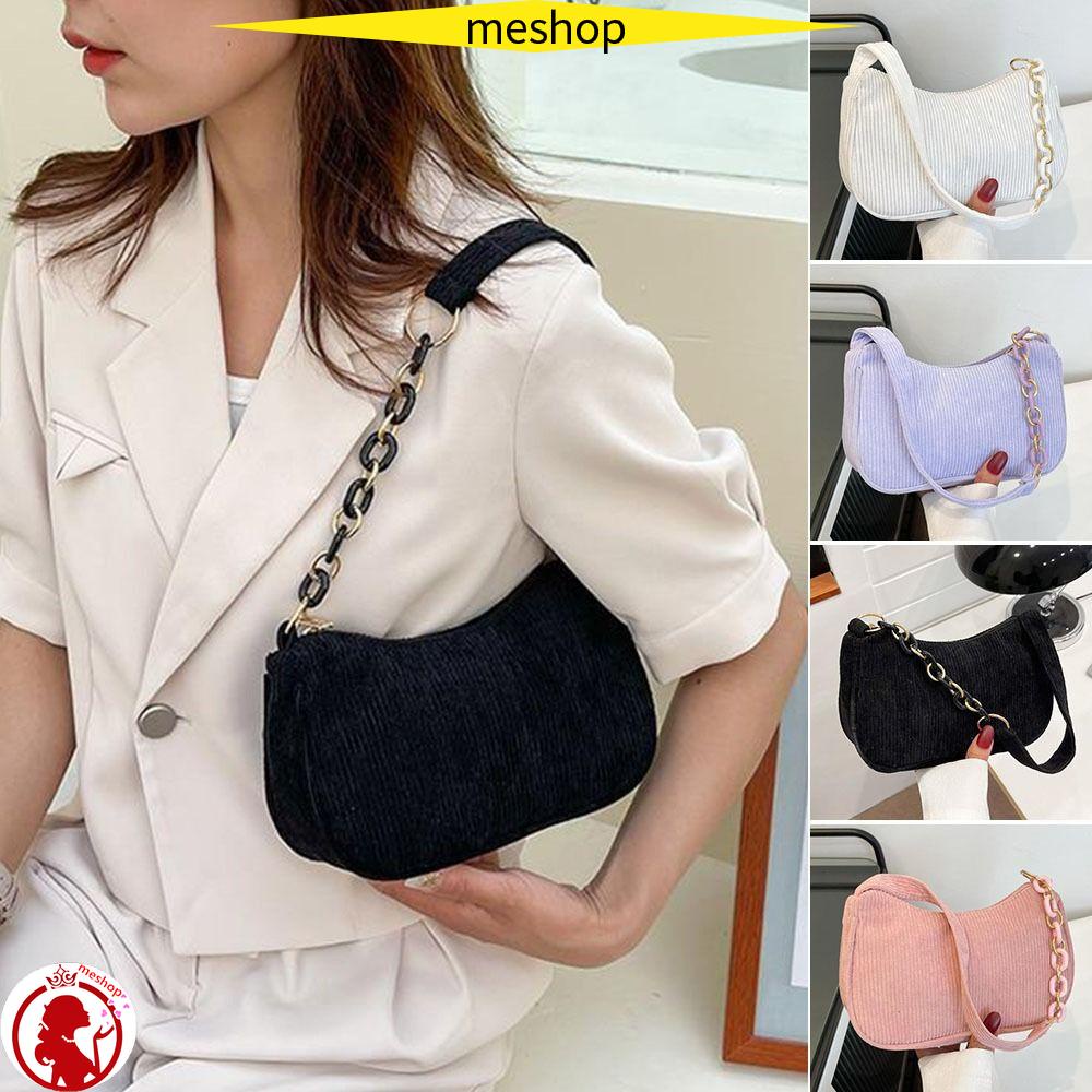 ME Túi Kẹp Nách Nhung Kẻ Thiết Kế Sang Trọng Dành Cho Nữ