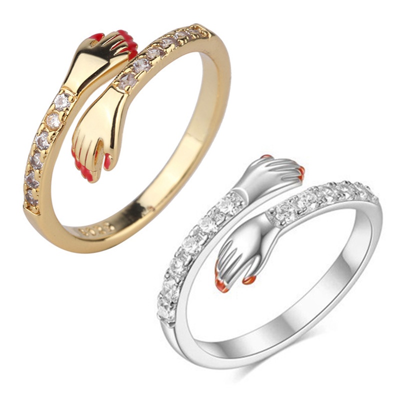 Ygt Nhẫn Đính Đá Zircon Ôm Hình Học Bằng Đồng Có Thể Điều Chỉnh Làm Quà Tặng Giáng Sinh / Đám Cưới Cho Nữ