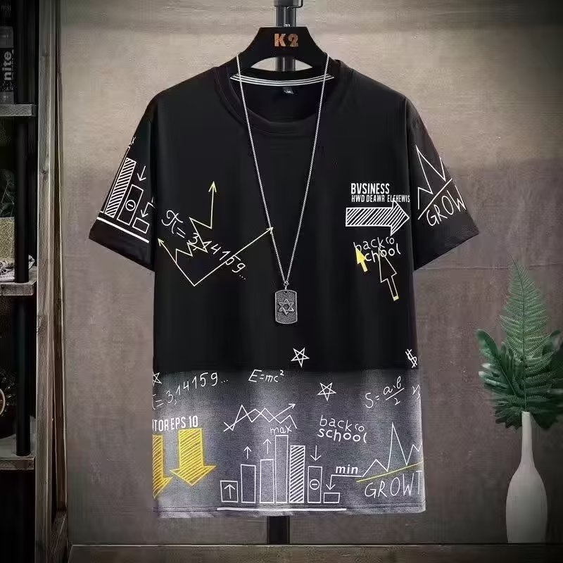 Áo Thun Tay Ngắn Cổ Tròn Dáng Rộng In Họa Tiết Graffiti Phong Cách Đường Phố Hip Hop Thời Trang Mùa Hè Cho Nam