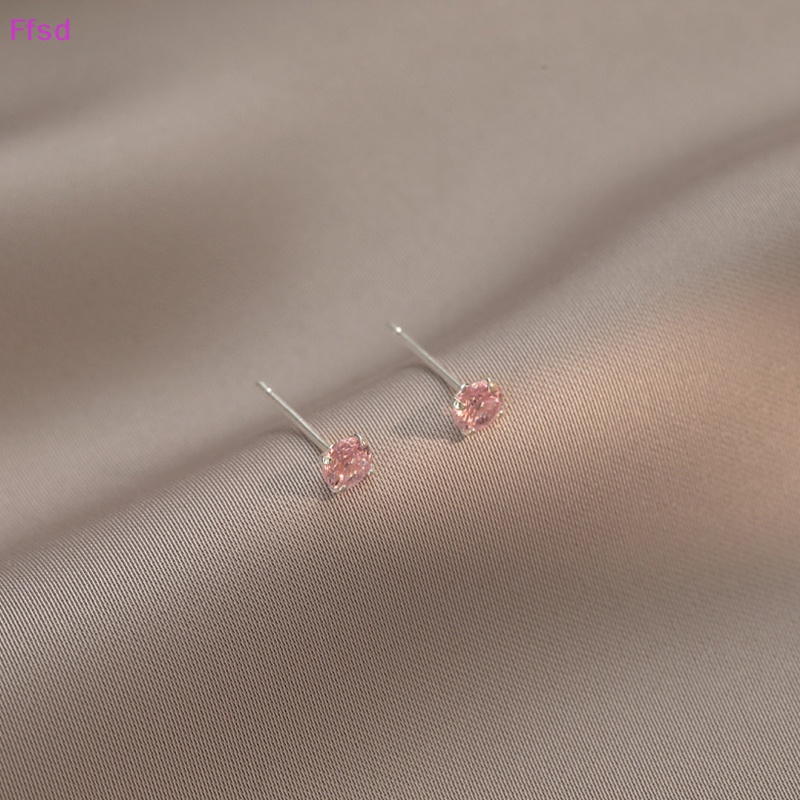 Bông Tai Mạ Bạc 925 Hình Tròn Đính Đá Zircon Kiểu Dáng Cổ Điển