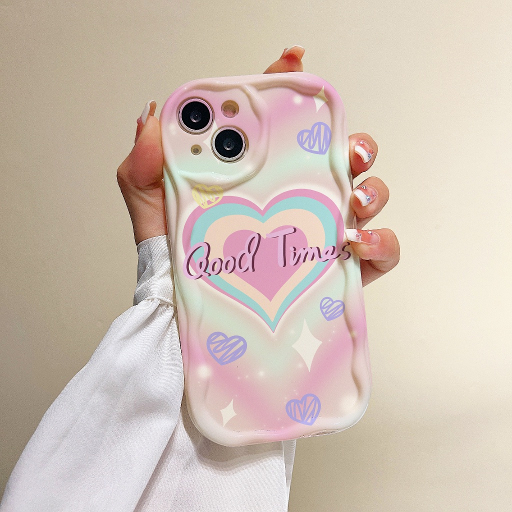 Ốp Điện Thoại Mềm Chống Rơi Họa Tiết Trái Tim Cho iPhone 14promax 11 13Pro 12 7 / 8plus 6s plus xr xs max 6 11Promax 13