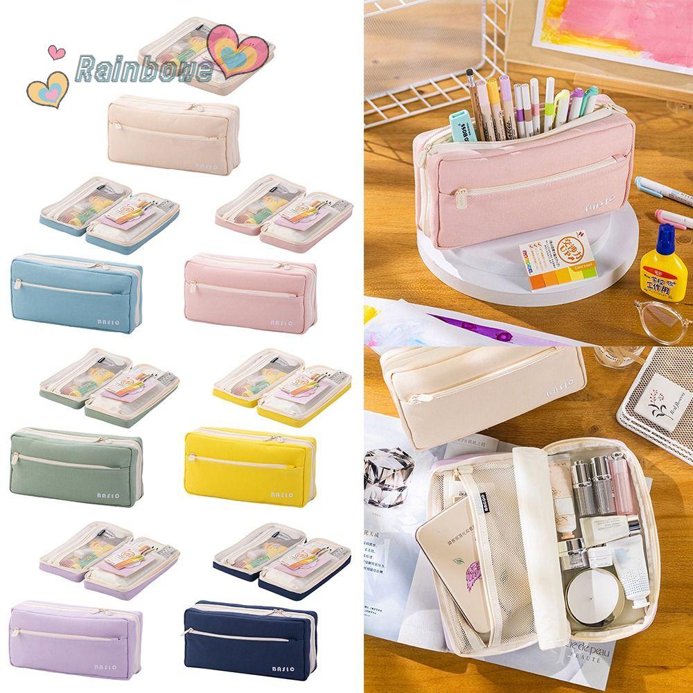 RAINBOW Túi Đựng Bút Bằng Vải Canvas Cỡ Lớn Tiện Dụng