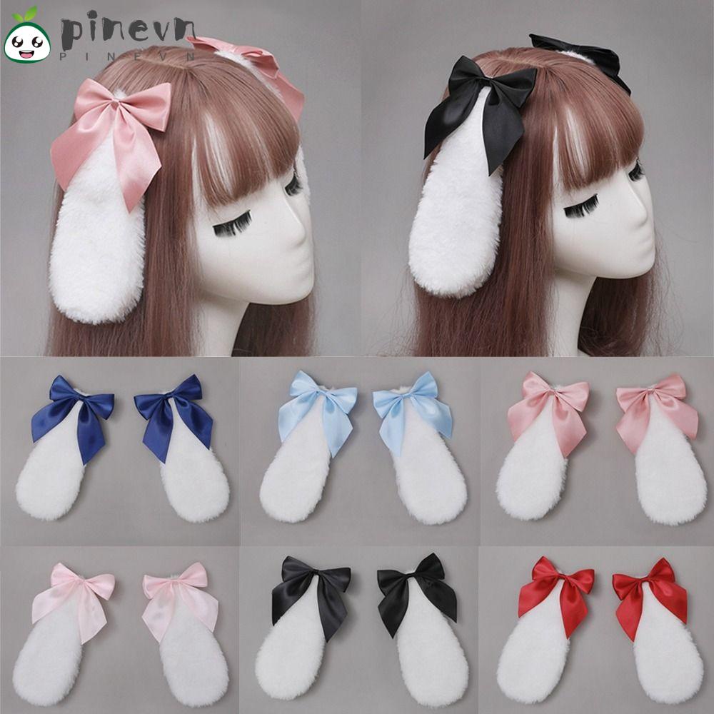 PINEVN Kẹp Tóc Nơ Tai Thỏ Ruy Băng Màu Sắc Kẹo Ngọt ​Phụ Kiện Dây Buộc Tóc Xinh Xắn Cho Bé Gái