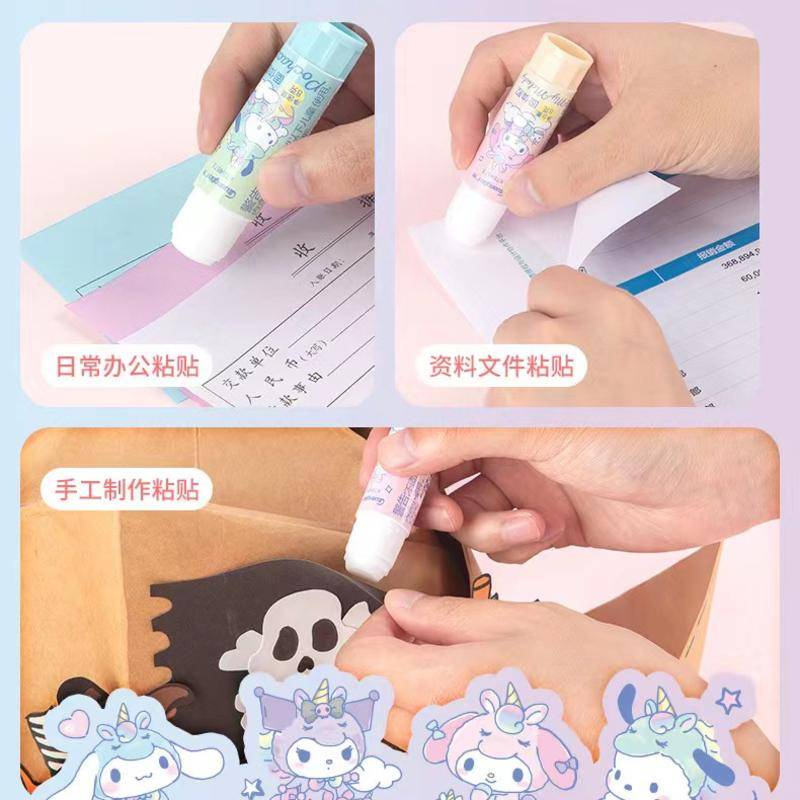 Set 4 Keo Dán Màu Trơn Hình Kỳ Lân Sanrio Mymelody Kuromi Cinnamoroll Pochacco Cho Trường Học / Văn Phòng