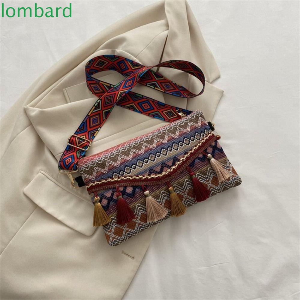 LOMBARD Túi Xách Đeo Chéo Cỡ Lớn In Họa Tiết Hình Học Đơn Giản Phong Cách Bohemian Thời Trang