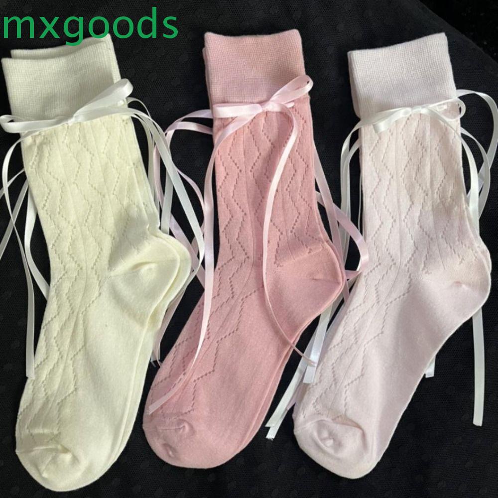 MXGOODS Vớ Ống Trung Phối Nơ Xinh Xắn Theo Phong Cách Lolita Nhật Bản