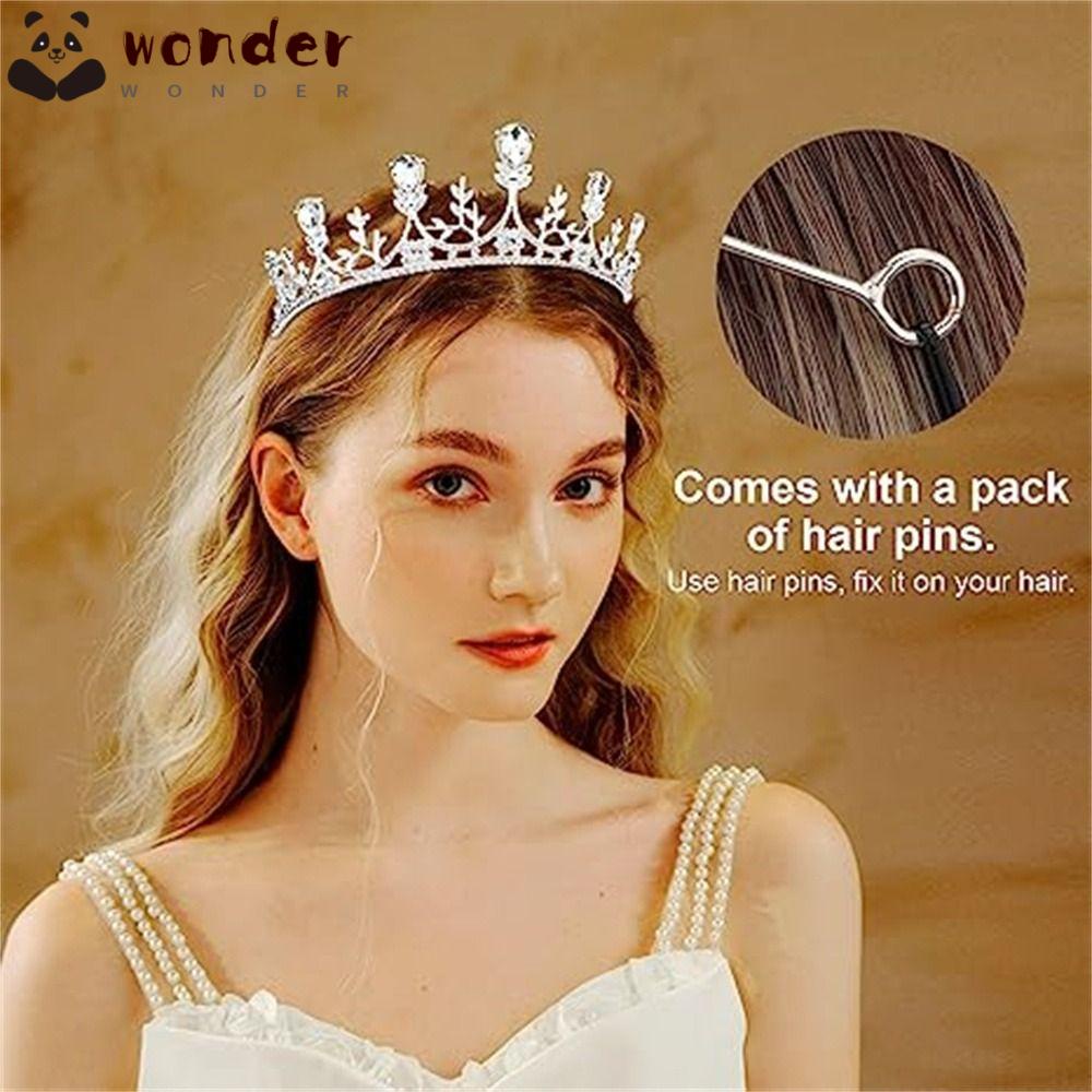 WONDER Vương Miện Cài Tóc Đính Đá Pha Lê Lấp Lánh Phong Cách Baroque Cho Nữ