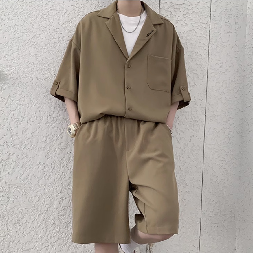 Set Áo Sơ Mi Ngắn Tay Và Quần Short Thời Trang Mùa Hè Cho Nam