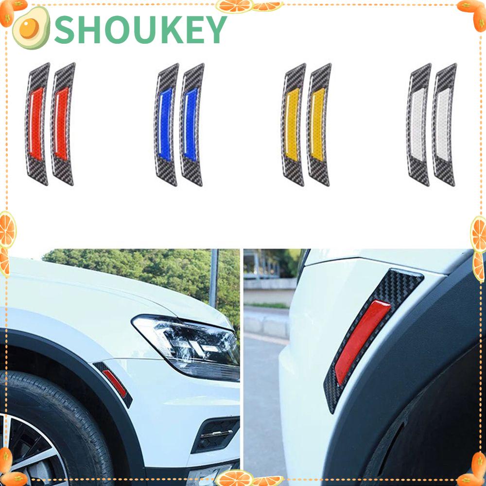 SHOUKEY Bộ 2 Miếng Dán Phản Quang Bằng Sợi Carbon Chống Va Chạm Cho Xe Hơi