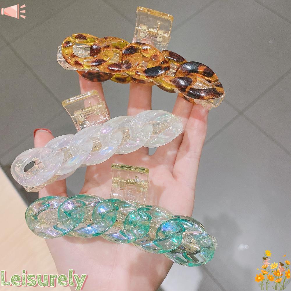 LEILY Kẹp Tóc Dạng Chuỗi Xích Xoắn Bằng Nhựa Acrylic