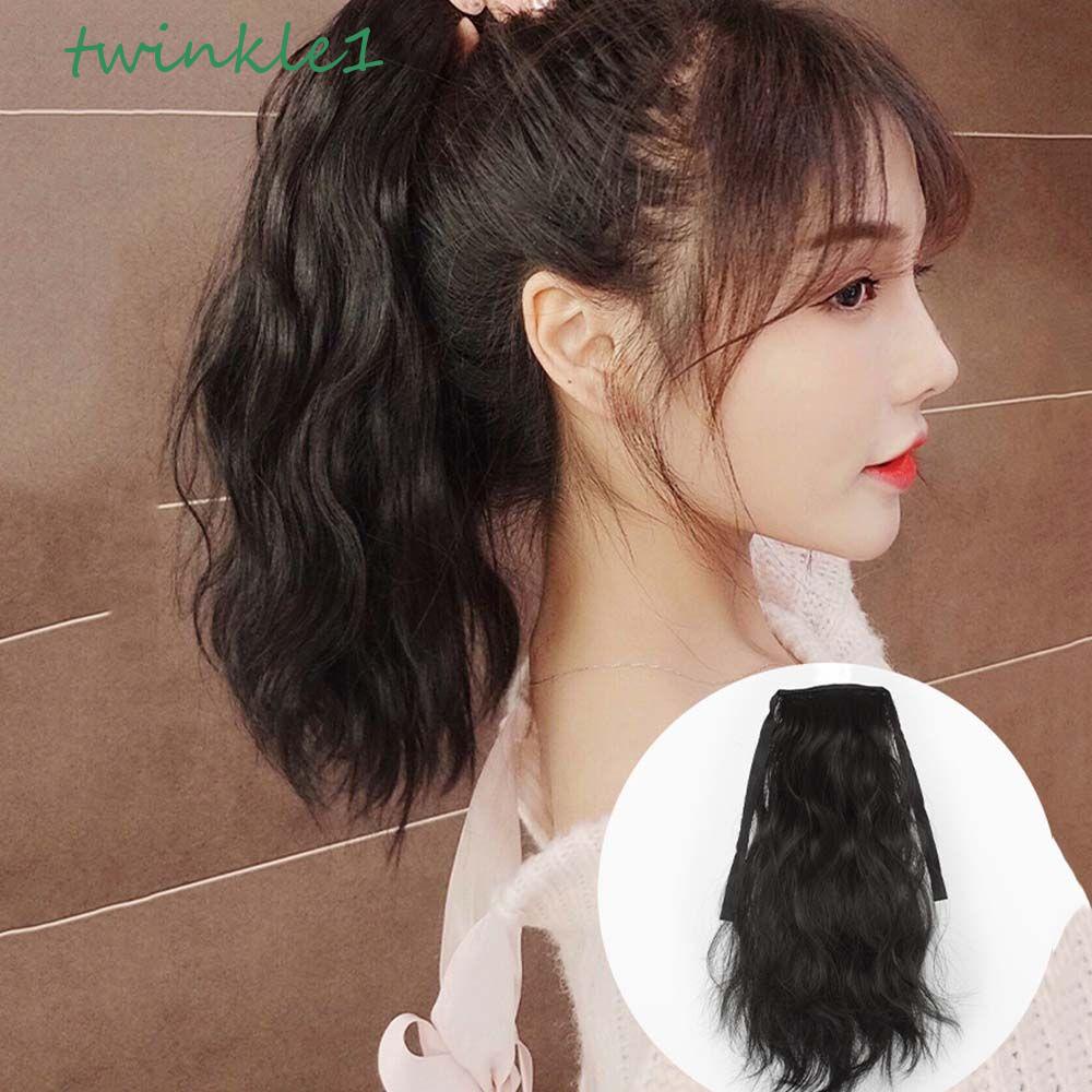 TWINKLE Tóc Giả Đuôi Ngựa Xoăn Bằng Sợi Tổng Hợp Màu Đen Kháng Nhiệt