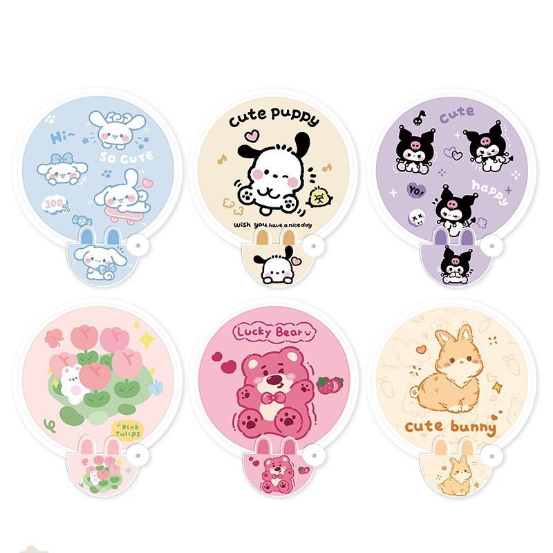 Quạt Gấp Mini Cầm Tay Hình Tròn Họa Tiết Hoạt Hình Dễ Thương