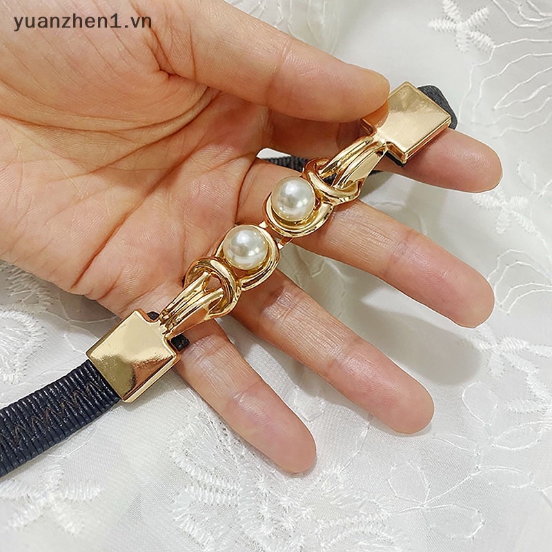 Thắt Lưng Bản Nhỏ Co Giãn Hai Khóa Ngọc Trai Thanh Lịch Cho Nữ