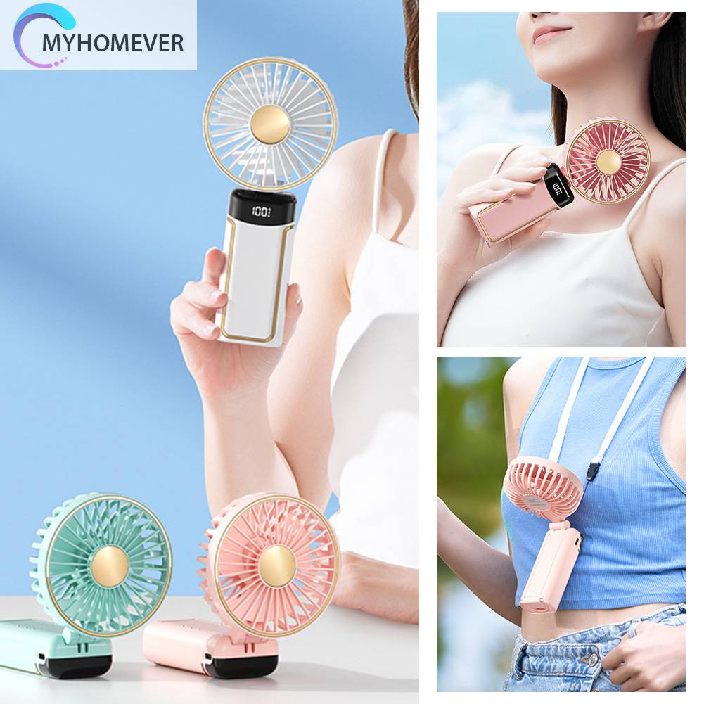 Quạt Cầm Tay Mini Có Thể Gấp Lại Với Màn Hình Kỹ Thuật Số Để