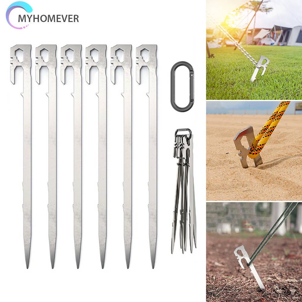 Set 6 Cọc Dựng Lều Bằng Thép Không Gỉ 28cm