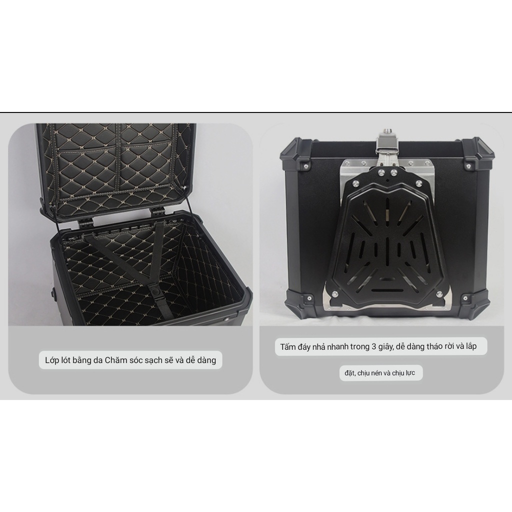 Thùng nhôm xe máy 25L S-ADV thùng nhôm lùn 2 khoá cao cấp SADV aluminum top box.
