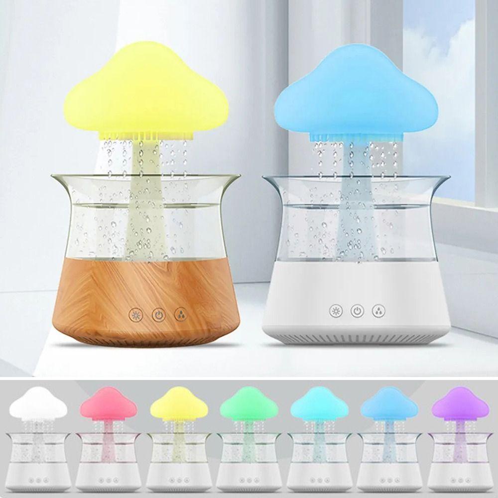 Máy Phun Sương Tạo Ẩm Mini Có Đèn LED Nhiều Màu Hình Đám Mây Mưa Sáng Tạo