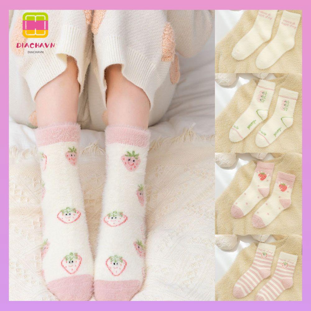 DIACHAVN Tất Dệt Kim Vải San Hô Mềm Mại Thoải Mái Thời Trang Mùa Đông Cho Nữ