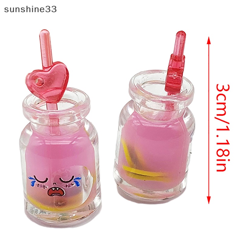 Set 2 Ly Nước Ép Trái Cây Mini Màu Sắc Phản Quang Trang Trí Nhà Búp Bê