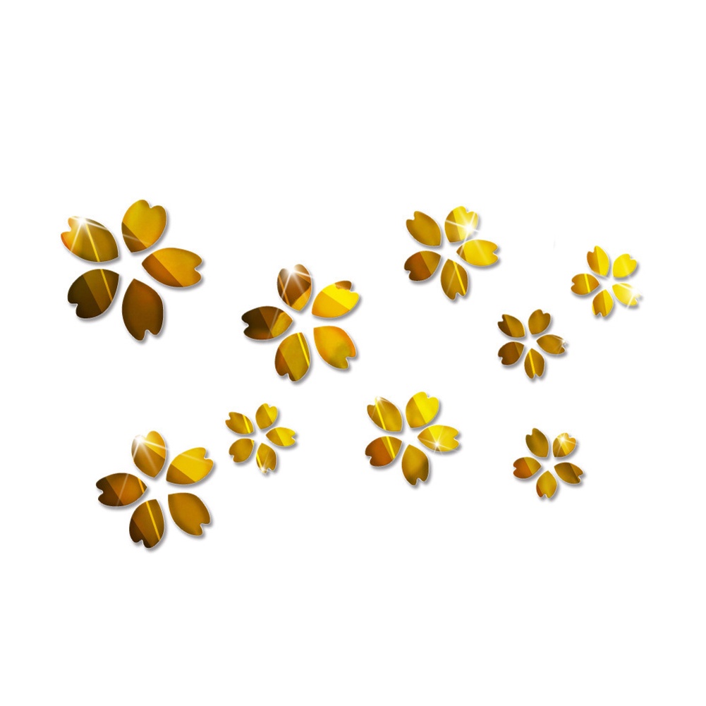 Bộ 9 Miếng Dán Tường Tráng Gương Hình Hoa 3D DIY Trang Trí Nhà Cửa