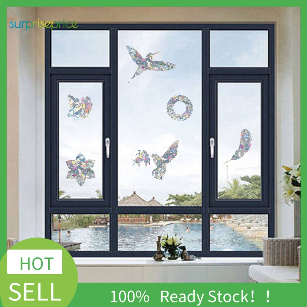 Bộ 2 Tấm Đề Can Dán Cửa Kính Hình Lông Vũ / Chim Ruồi / Lá / Lông Vũ Độc Đáo Trang Trí Phòng Khách