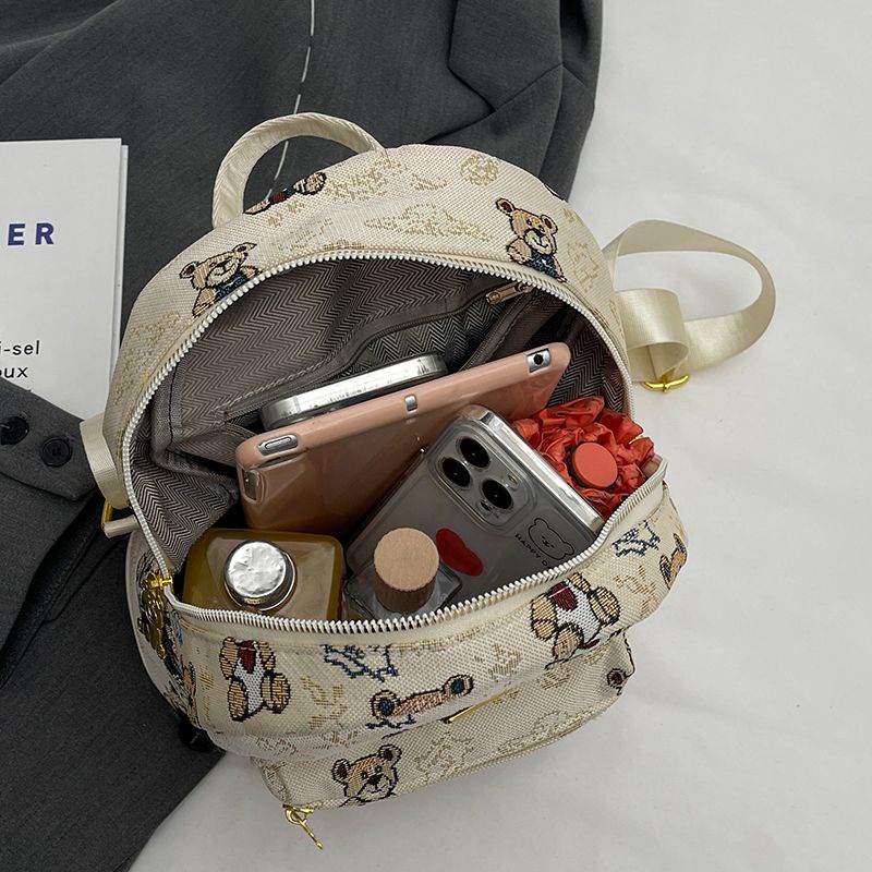 Ba Lô Da Họa Tiết Gấu Hoạt Hình Dễ Thương Cho Nữ