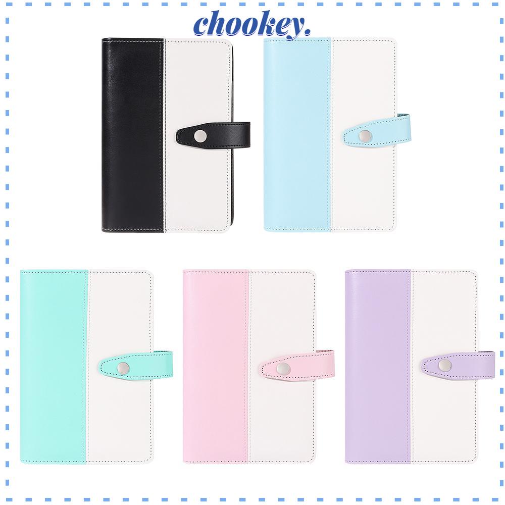 CHOOKEY Bìa Đựng Tài Liệu Khổ A6 6 Lỗ Họa Tiết Chiếc Lá Màu Sắc Xinh Xắn Kèm Khóa Cài Tiện Dụng