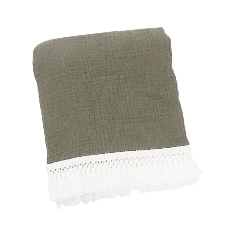 Chăn Quấn Em Bé Bằng Cotton Nguyên Chất Phối Tua Rua Dùng Làm Đạo Cụ Chụp Ảnh