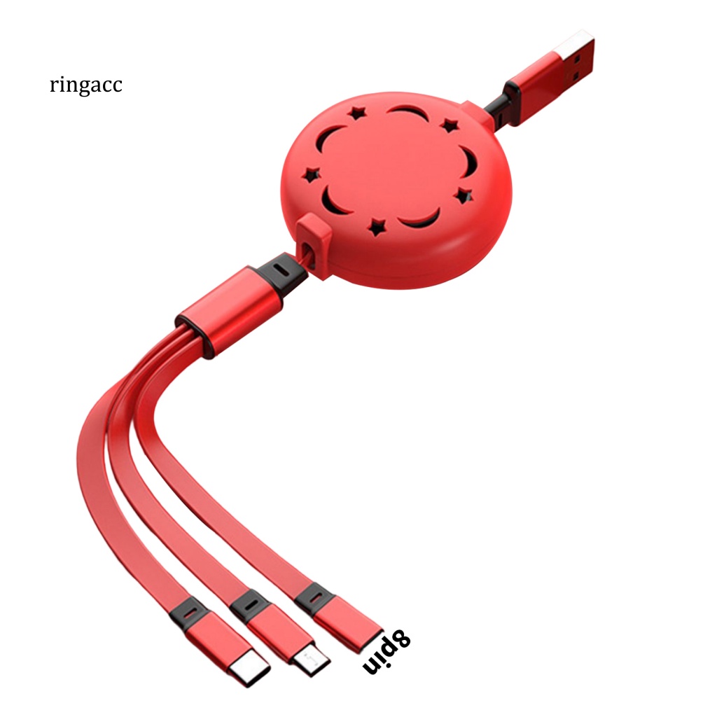 Dây Cáp Sạc RGA 3 Trong 1 Cổng Micro USB Type-C 8Pin Cho Điện Thoại