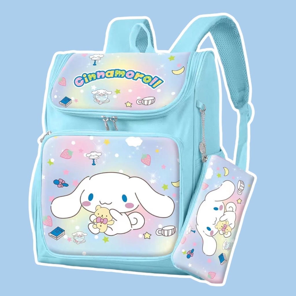 SANRIO Ba Lô Học Sinh Vải 38cm In Hình Cinnamoroll Kuromi Melody Màu Gradient Kích Thước Lớn