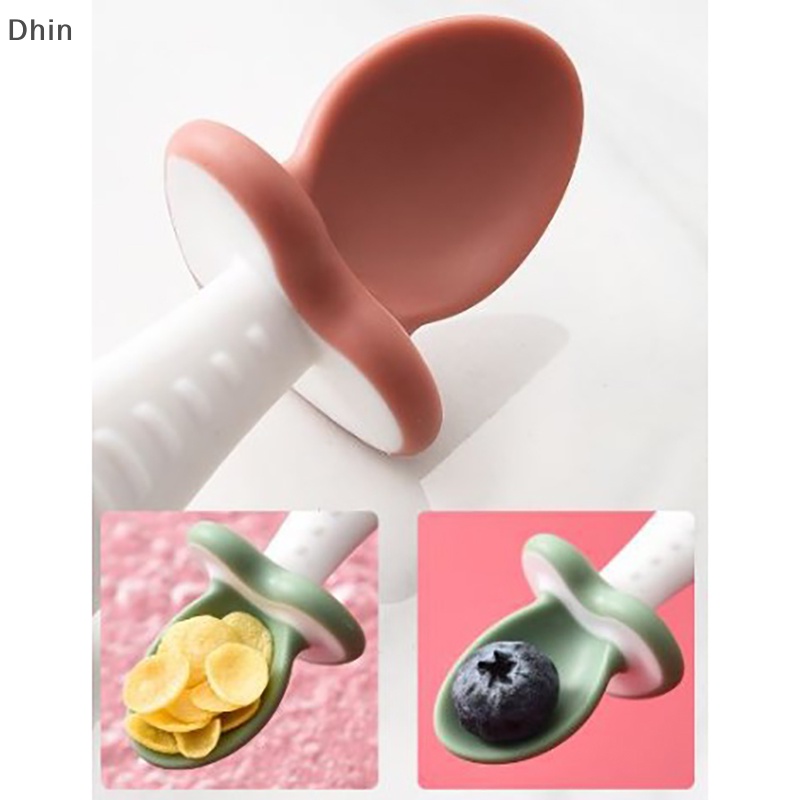 Bộ Muỗng Nĩa Bằng Silicon Mềm Tay Cầm Ngắn Dành Cho Bé Tập Ăn