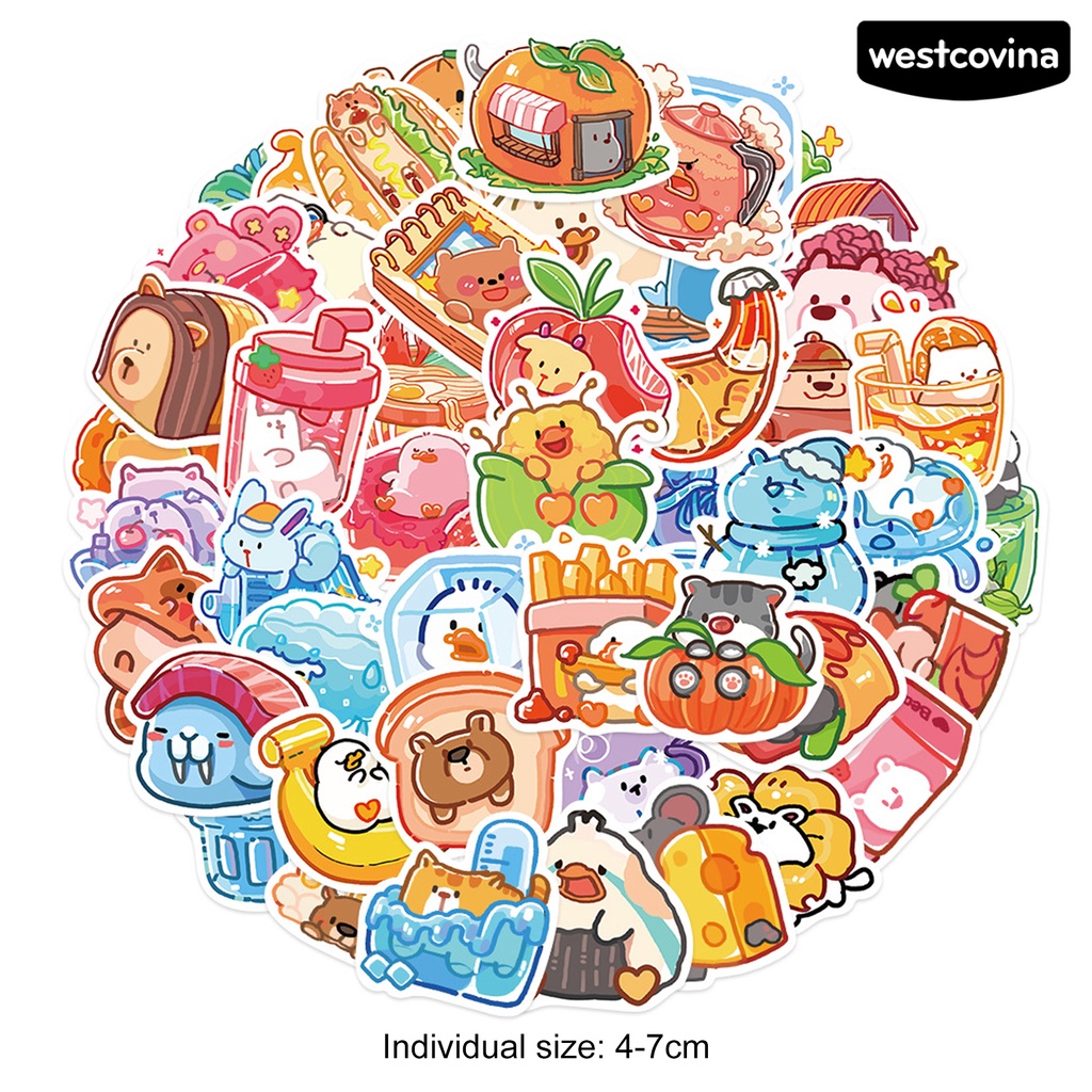 [WSTN]✎Set 50 Miếng Dán PVC Chống Nước Tự Dính Họa Tiết Hoạt Hình Dễ Thương Trang Trí Vali Ván Trượt Laptop